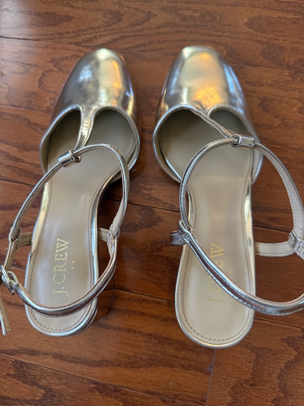 J. Crew gold t-strap heels - Picture 8 of 12